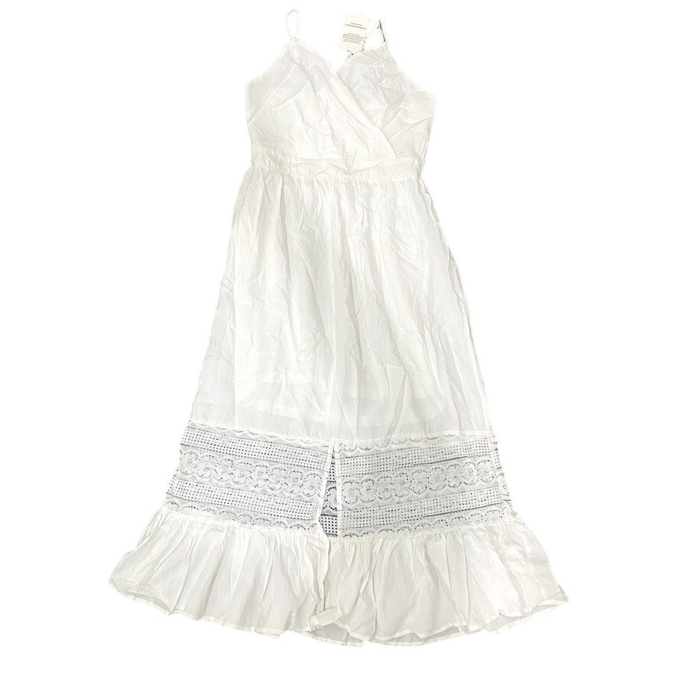 Jasambac Lace Accent Maxi Dress in White, Size M​​​​​